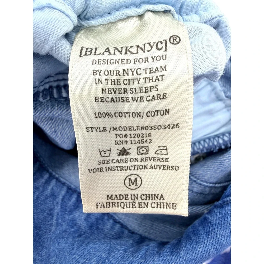 BLANKNYC Womens Blue Denim Sleeveless Boiler‎ Suit Jumpsuit Tie Waist Medium